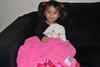 Miss Isabella Jules loves her raspberry chenille blanket!