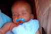 Owen & his Aqua Luxe Blanky