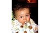 Mason travels everywhere with his Little Giraffe blanky. 