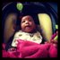 Stella Joan on the go with her raspberry chenille & LG new dot bib. 