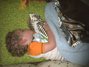 Parker sleeping with his "bank bank!" We love Little Giraffe blankies!